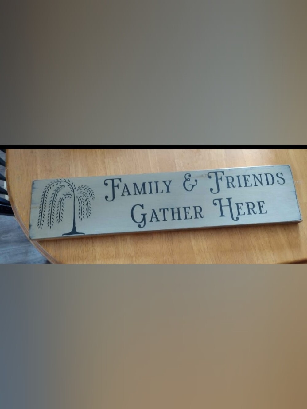 Family & Gather Wood Sign - Tan with Black Lettering